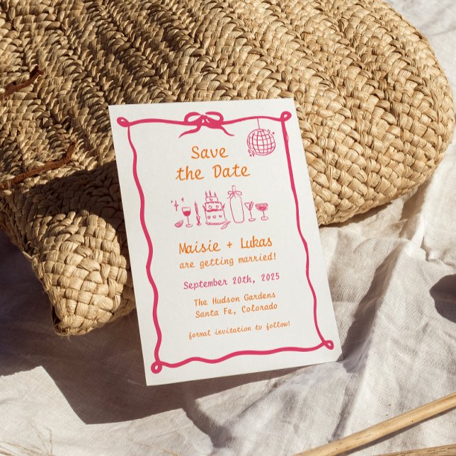 Faire-Part Enregistrer la Date Disco Bordure Vague (Créateur téléchargé)