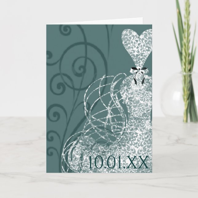 Faire-part Enregistrer la date -Lace Bride's Gown - Customisé (Devant)