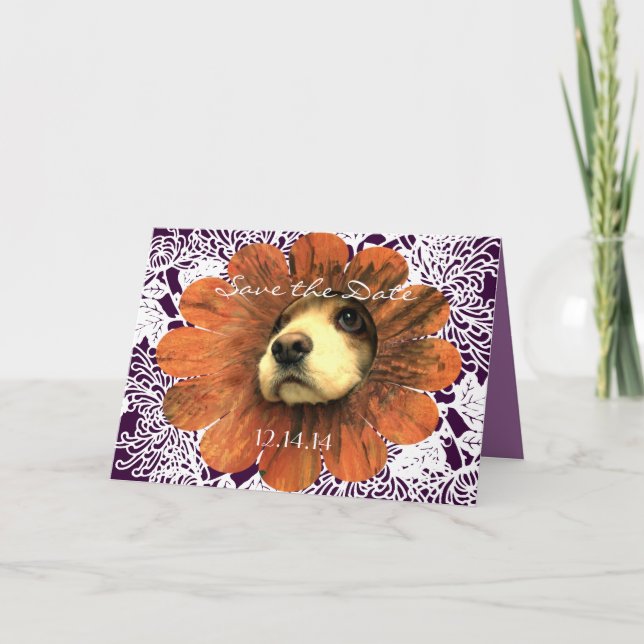 Faire-part Enregistrer la date Love Peeking d'une fleur (Devant)