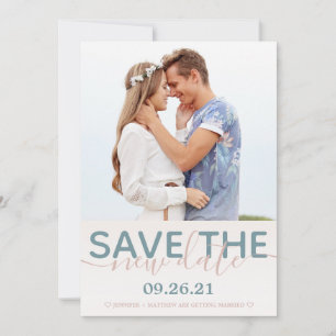 Faire-part Enregistrer la date Modern Coral Mariage Photo