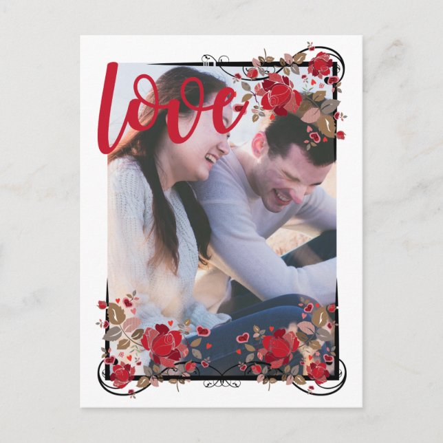 Faire-part Enregistrez la Date Carte Postale Photo Boho Rose  (Devant)