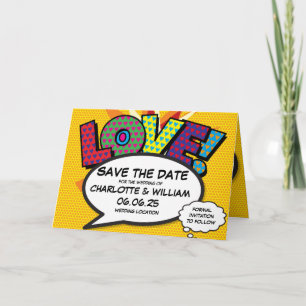 Faire-part Enregistrez la date de l'amour Fun Retro Comic Boo