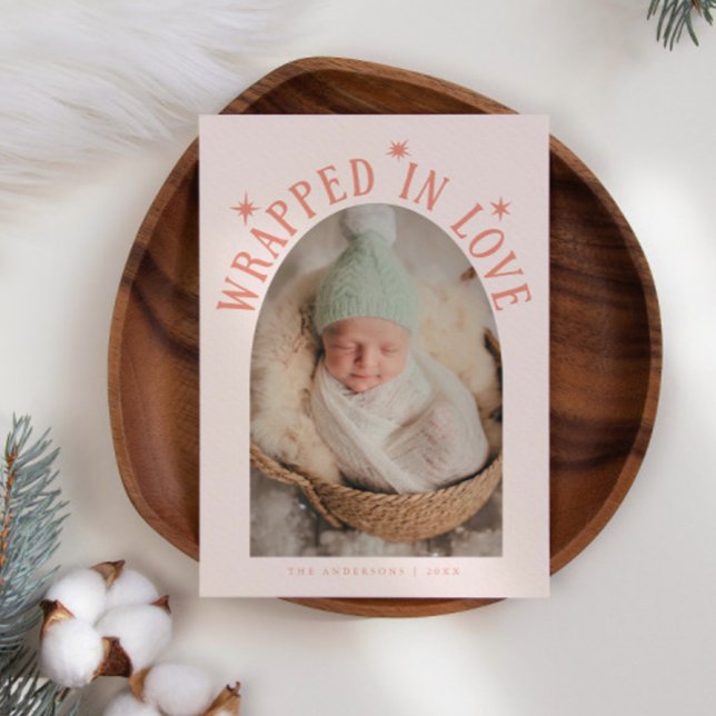 Faire-part Enveloppé Dans L'Amour Peach Photo Naissance (Créateur téléchargé)