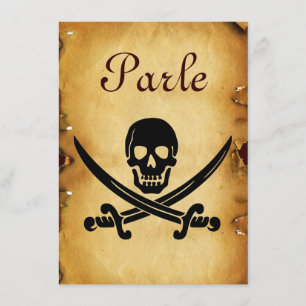 Faire-part ÉPÉE CROISÉE SKULL MONOGRAM parchemin de sceau de 