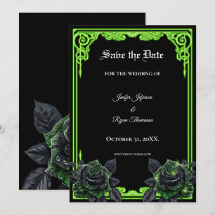 Faire-part Épousailles de mariage gothique Glow vert sorcière