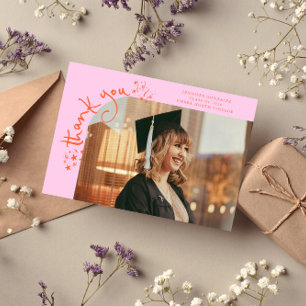 Faire-part Étoiles Bizarres Orange Rose Photo Merci