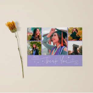 Faire-part Étoiles Scintillantes Lilac Multi Photo Merci