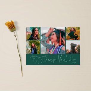 Faire-part Étoiles Scintillantes Vert Diplômé Multi Photo Mer