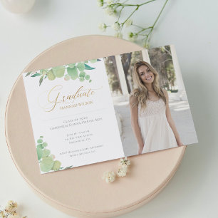 Faire-part Eucalyptus Aquarelle Verdure Photo Graduation