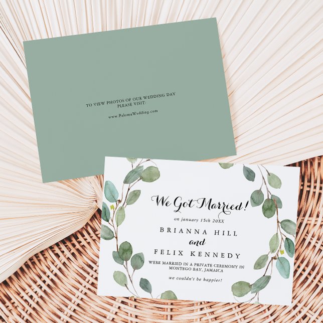 Faire-part Eucalyptus Moderne Elopement de calligraphie (Créateur téléchargé)