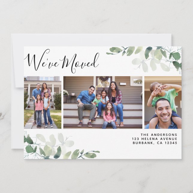Faire-part Eucalyptus Photo Nous avons changé d'adresse (Devant)