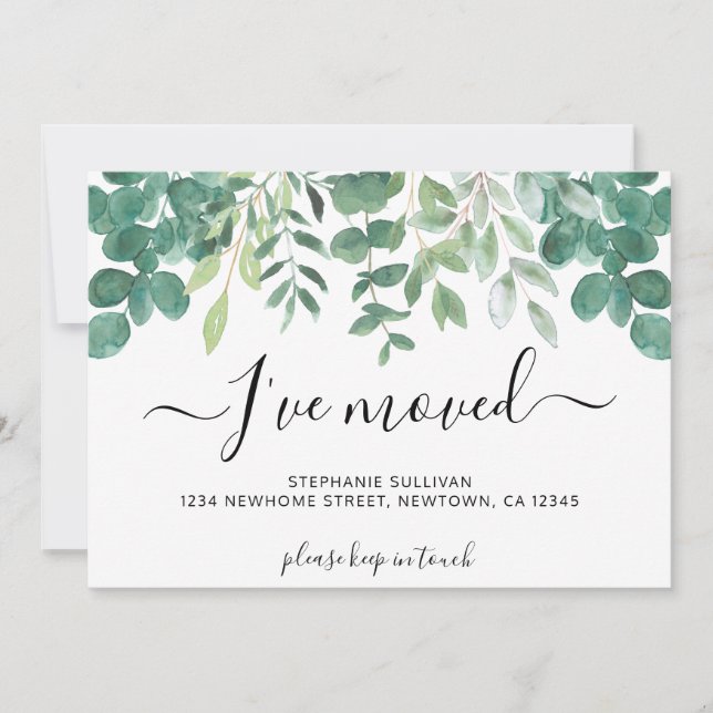 Faire-part Eucalyptus verdure J'ai déménagé (Devant)