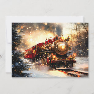 Faire-part Express du train de Noël vintage Nuit Neige