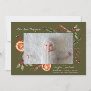 Faire-part Extra Cheer Green Holiday bébé photo naissance