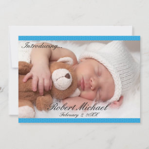 Faire-part Faire Annonce de Naissance de Beau Garçon Bleu