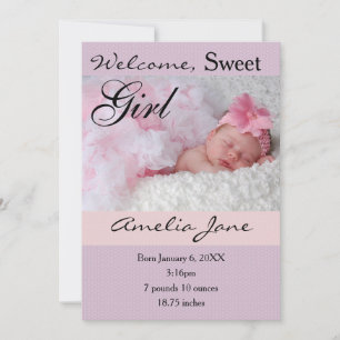 Faire-part Faire annonce de naissance de fille nouveau-née ro