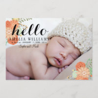 Faire annonce de naissance moderne florale Hello 2