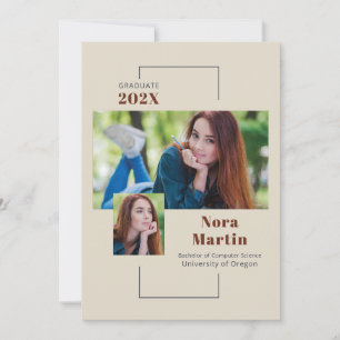 Faire-part Faire annonce de remise de diplôme Auburn Crème Ph