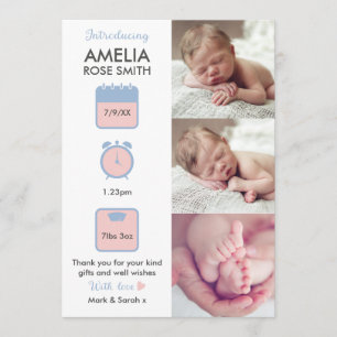 Faire-part Faire-part/carte de remerciements pour bébé