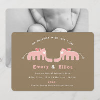 Faire part de naissance photo bébé fille éléphant 