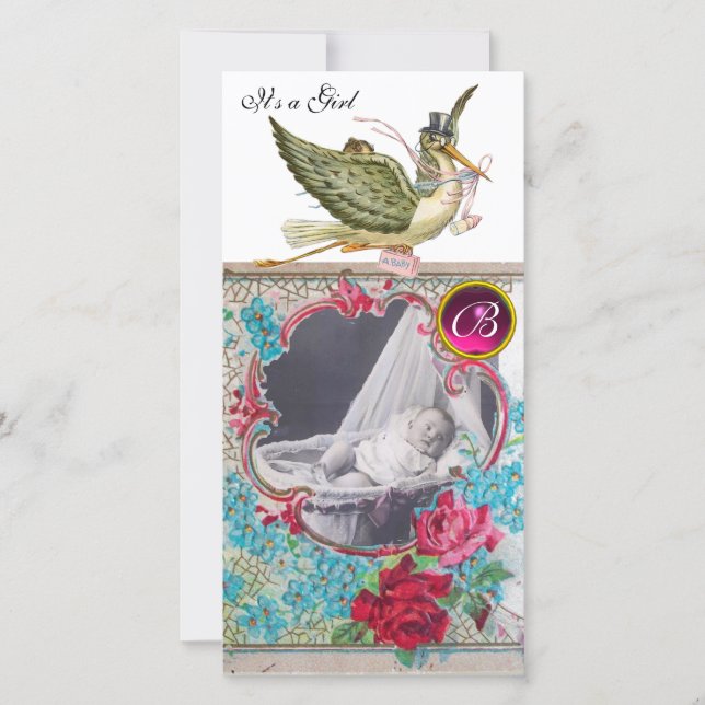 Faire-part Faire part de naissance STORK MONOGRAMME ,ruby.bla (Devant)