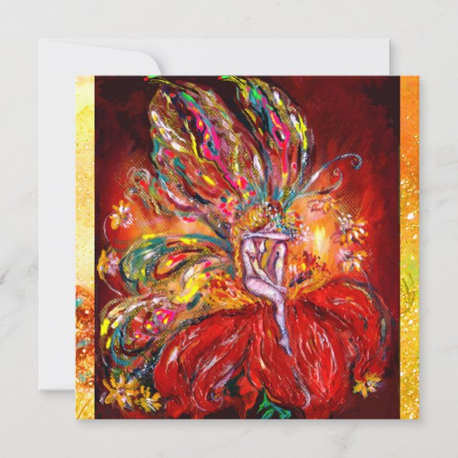 Faire-part FAIRY EN ROUGE, glace métallique, jaune vert (Devant)