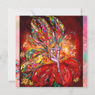 Faire-part FAIRY IN RED jaune rose