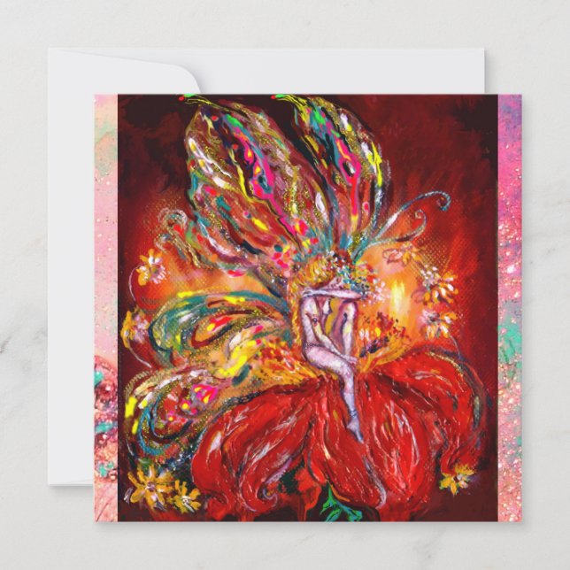 Faire-part FAIRY IN RED jaune rose (Devant)
