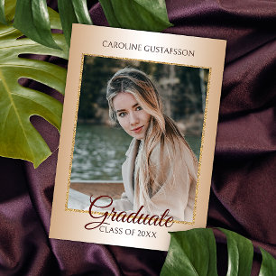 Faire-part Faux Glossy Gold Parties scintillant Glam Graduati