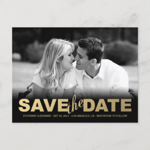 Faire-part Faux Gold Enregistrer la date Photo Carte postale