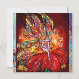 Faire-part FÉE EN ROUGE  jaune  vert bleu