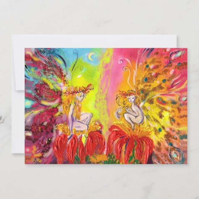 Faire-part FÉES DE L'AUBE ,Paillettes dorées magiques (Devant)