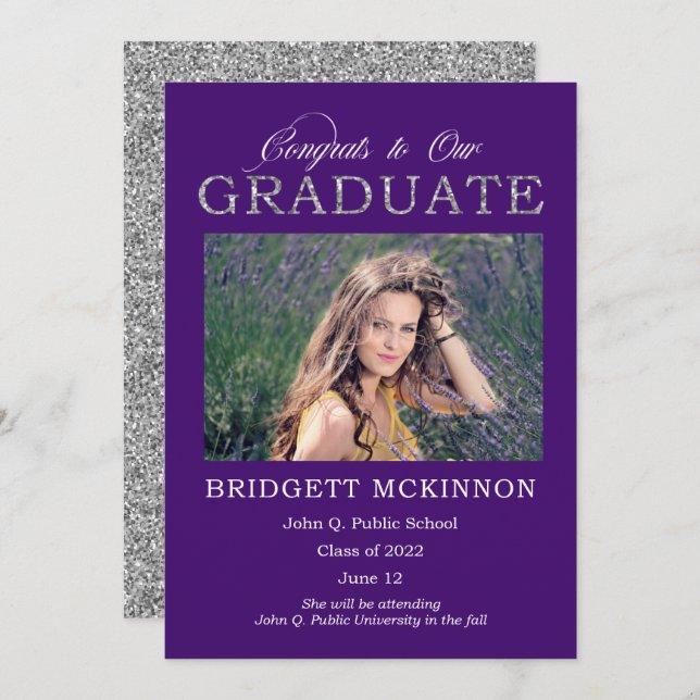 Faire-part Félicitations à nos diplômés Parties scintillant d (Devant / Derrière)