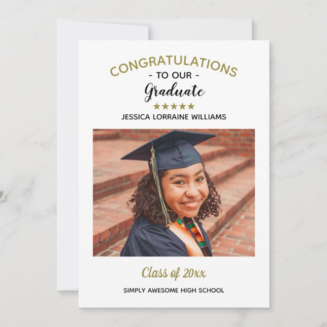 Faire-part Félicitations Custom Photo Graduate Graduation (Devant)