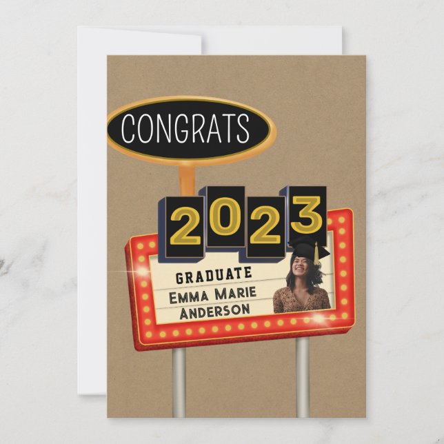 Faire-part Félicitations diplômé 2023 Papier Kraft Rétro Pann (Devant)