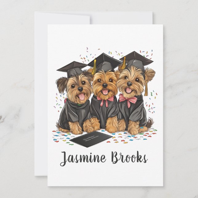Faire-part Félicitations Diplôme Yorkshire Terrier Chiens (Devant)