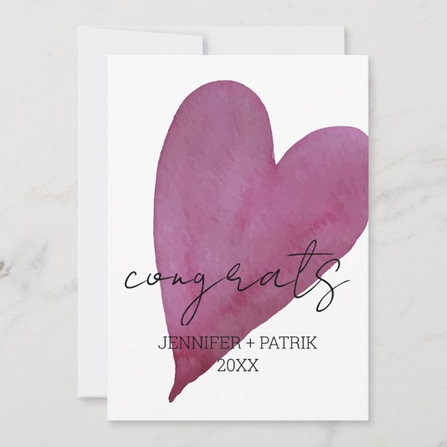 Faire-part Félicitations Fiançailles Mariage Coeur cadeau (Devant)