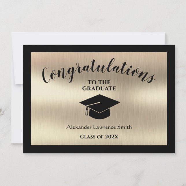Faire-part Félicitations Graduate Class of 2021 Black Gold (Devant)