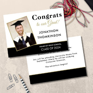 Faire-part Félicitations Grand Photo Black White 2025 Graduat