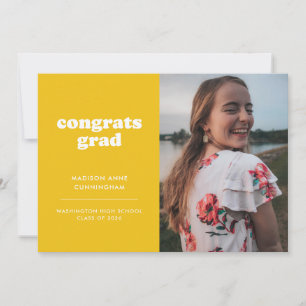 Faire-part Félicitations jaune et blanc Grad Photo Grad Grad