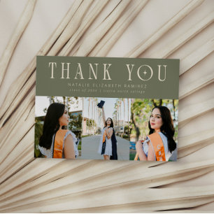 Faire-part Félicitations modernes multi-photo vert sauge pour