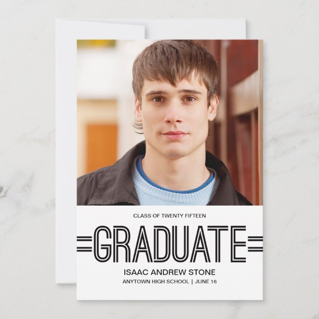 Faire-part Félicitations pour le diplômé Photo Annonce de rem (Devant)