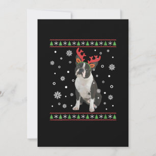 Faire-part FEMMES Boston Terrier Xmas laide de Noël