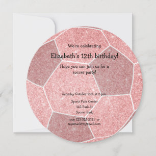 Faire-part fête d'anniversaire à thème de football féminin ro