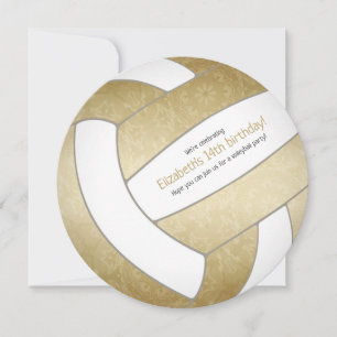 Faire-part fête d'anniversaire de golden girly volleyball