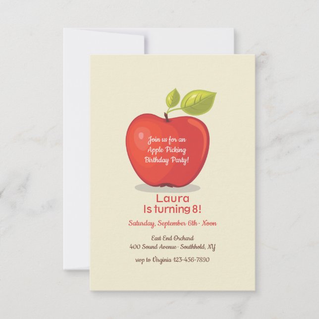 Faire-part Fête d'anniversaire de la cueillette de pommes (Devant)