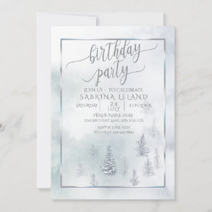 Faire-part Fête d'anniversaire   Silver Blue Winter Wonderlan