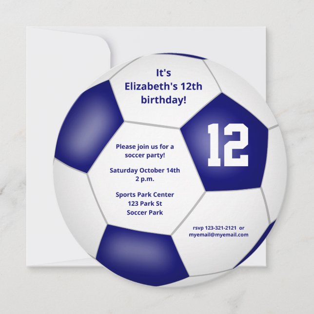 Faire-part fête d'anniversaire sur le thème du football pour  (Devant)