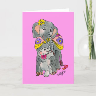 Faire-part Fête des mères et de la fille des éléphants espagn