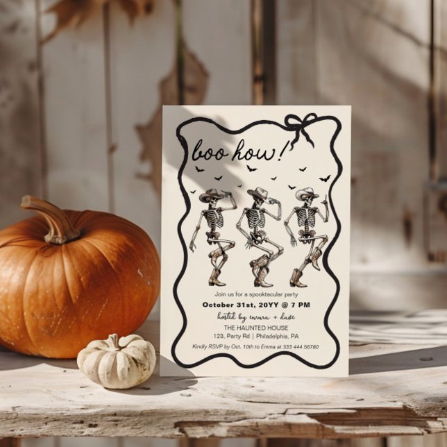 Faire-part Fête d'Halloween pour adultes | Squelettes de cowb (Créateur téléchargé)